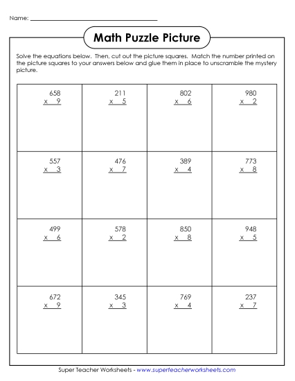 Earth Day Math - Multiplication Puzzle: Earth Day