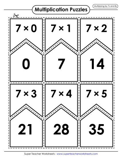 Pictures of Our Worksheets - Multiplication Puzzles: Multiplying by 7s and 8s (Printable PDF Worksheet)