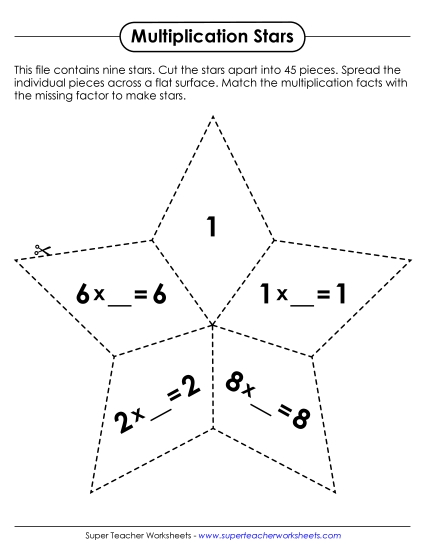 Worksheets and Games - Multiplication Star Puzzles Worksheets and Games - Multiplication Star Puzzles