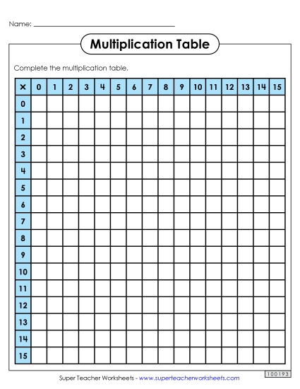 Multiplication 0-15 - Multiplication Table: Blank (0-15) Multiplication 0-15 - Multiplication Table: Blank (0-15)