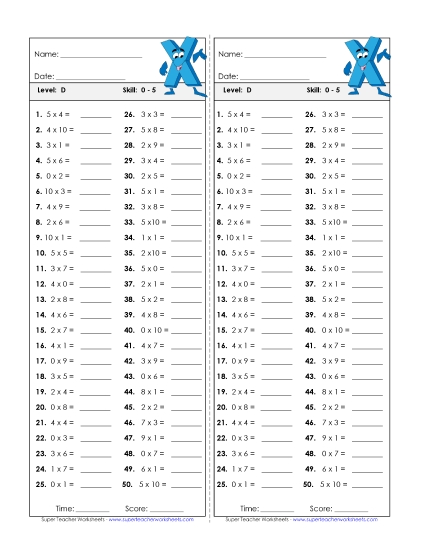 Timed Quizzes - Multiplication Timed Quiz 0 - 5 Timed Quizzes - Multiplication Timed Quiz 0 - 5