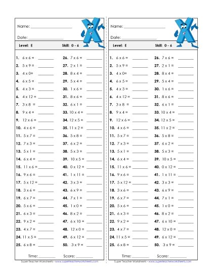 Sample Worksheet Images - Multiplication Timed Quiz 0 - 6 Sample Worksheet Images - Multiplication Timed Quiz 0 - 6