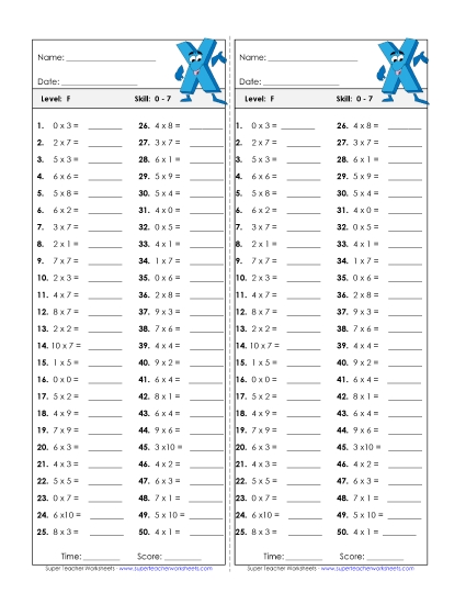 Timed Quizzes - Multiplication Timed Quiz 0 - 7 Timed Quizzes - Multiplication Timed Quiz 0 - 7