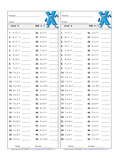 Timed Quizzes - Multiplication Timed Quiz 0 - 9 Timed Quizzes - Multiplication Timed Quiz 0 - 9