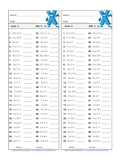 Timed Quizzes - Multiplication Timed Quiz #1 Factors 0 through 12 Timed Quizzes - Multiplication Timed Quiz #1 Factors 0 through 12