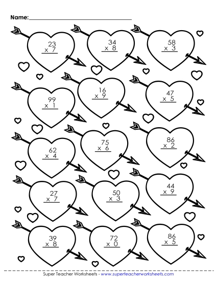 Valentine Multiplication - Multiplication: Valentine Math Picture
