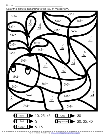 Multiplication - Multiplication: Whale (5s Only)