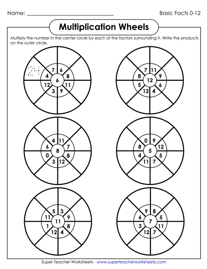 Worksheets, Games, & Task Cards - Multiplication Wheels (0-12) Worksheets, Games, & Task Cards - Multiplication Wheels (0-12)