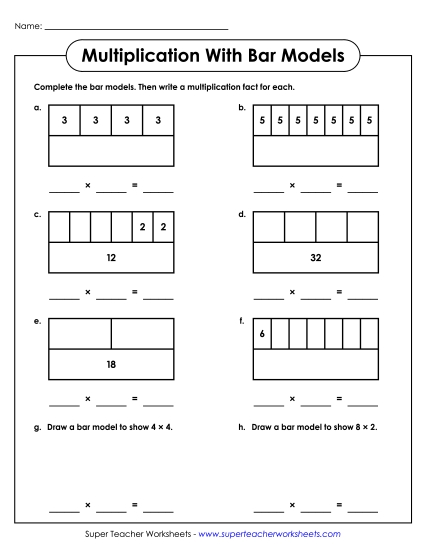 Worksheets and Games - Multiplication with Bar Models Worksheets and Games - Multiplication with Bar Models