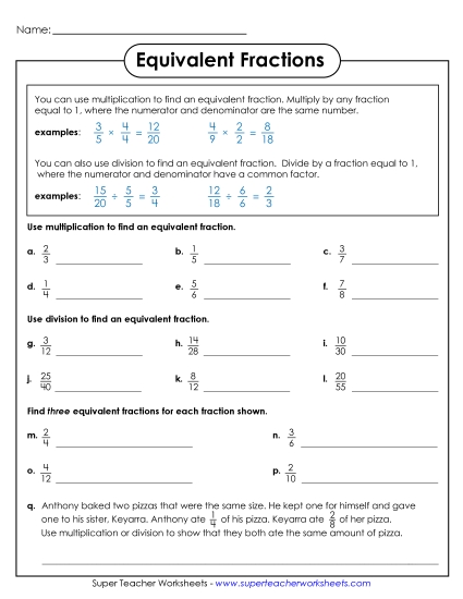 Equivalent Fractions - Multiplying & Dividing to Find Equivalent Fractions Equivalent Fractions - Multiplying & Dividing to Find Equivalent Fractions