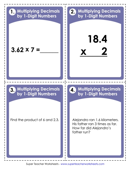Multiplying Decimals by 1-Digit Numbers Multiplying Decimals by 1-Digit Numbers