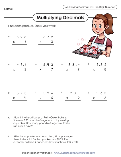 Multiplying Decimals By 1-Digit Numbers - Multiplying Decimals by 1-Digit Numbers