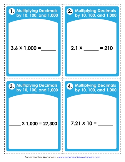 Multiplying Decimals by 10, 100, and 1,000 Multiplying Decimals by 10, 100, and 1,000