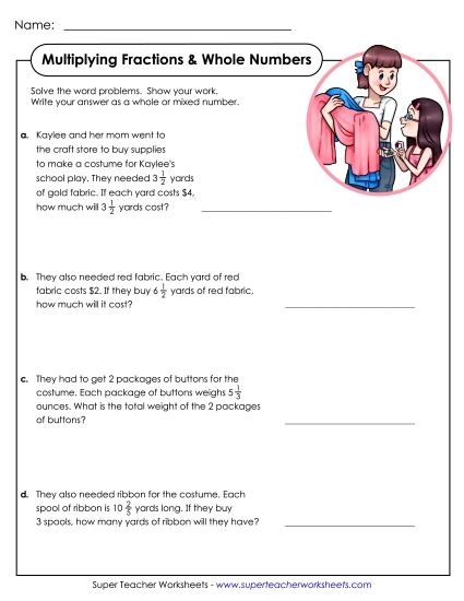 Multiplying Fractions by Whole Numbers - Multiplying Fractions & Whole Numbers: Word Problems