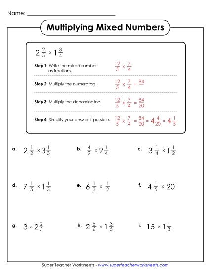 Multiplying Mixed Numbers - Multiplying Mixed Numbers (Introduction) Multiplying Mixed Numbers - Multiplying Mixed Numbers (Introduction)