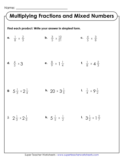Multiplying Mixed Numbers - Multiplying Mixed Numbers