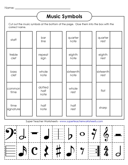Music Notes & Symbols - Music Cut-and-Glue (Advanced) Music Notes & Symbols - Music Cut-and-Glue (Advanced)