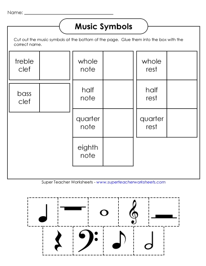 Music Notes & Symbols - Music Cut-and-Glue (Basic) Music Notes & Symbols - Music Cut-and-Glue (Basic)