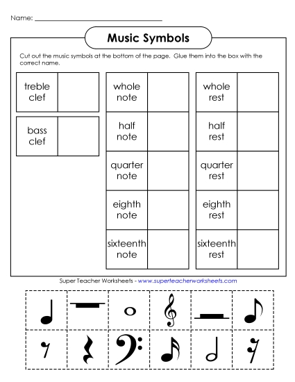 Music Notes & Symbols - Music Cut-and-Glue (Intermediate) Music Notes & Symbols - Music Cut-and-Glue (Intermediate)