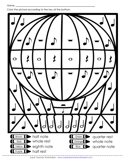 Music Notes & Symbols - Music Mystery Picture (Hot Air Balloon) Music Notes & Symbols - Music Mystery Picture (Hot Air Balloon)