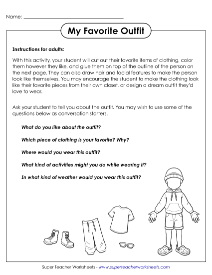 Worksheets - My Favorite Outfit (Cut & Glue) (Printable PDF Worksheet) Worksheets - My Favorite Outfit (Cut & Glue) (Printable PDF Worksheet)