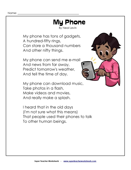 3rd Grade Poems - My Phone 3rd Grade Poems - My Phone