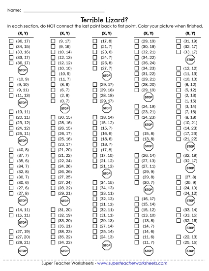 30x40 Grid: Intermediate - Mystery Graph - Dinosaur