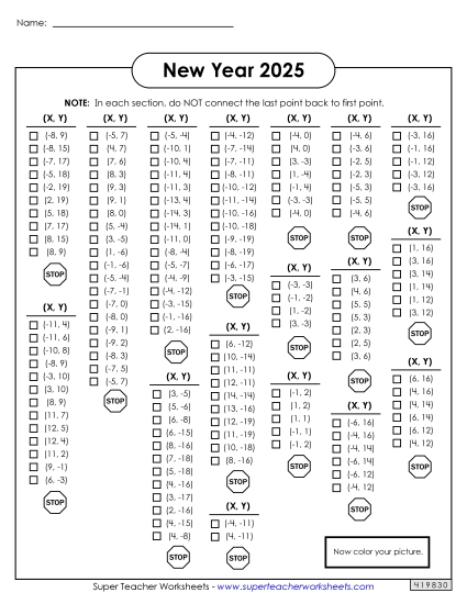 New Year Math - Mystery Graph Picture (Baby New Year 2025) New Year Math - Mystery Graph Picture (Baby New Year 2025)