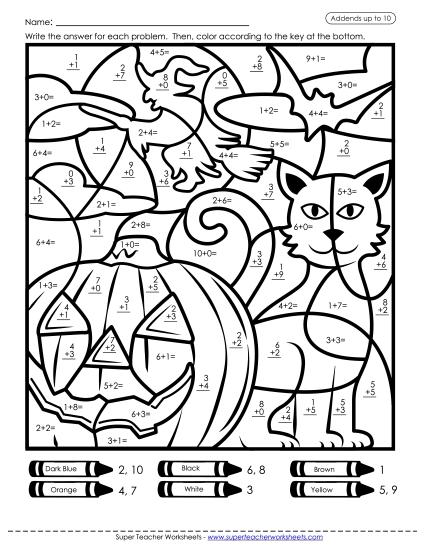 Addition - Mystery Picture: Halloween Scene (Addition Basic Facts) Addition - Mystery Picture: Halloween Scene (Addition Basic Facts)