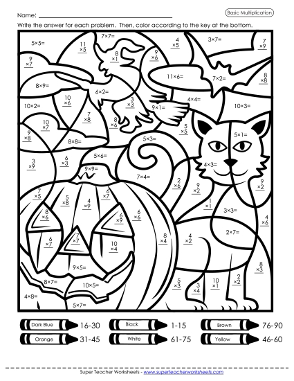 Multiplication - Mystery Picture: Halloween Scene (Multiplication Basic Facts) Multiplication - Mystery Picture: Halloween Scene (Multiplication Basic Facts)