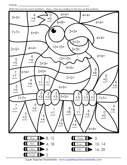 Practice Worksheets - Mystery Picture: Parrot