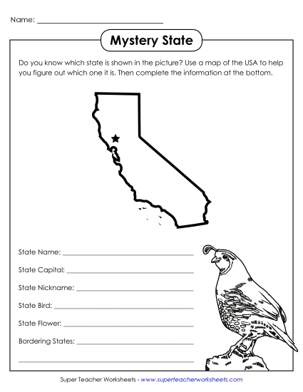 Mystery State Activities - Mystery State: California