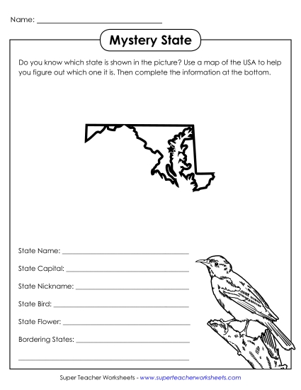 Mystery State Activities - Mystery State: Maryland
