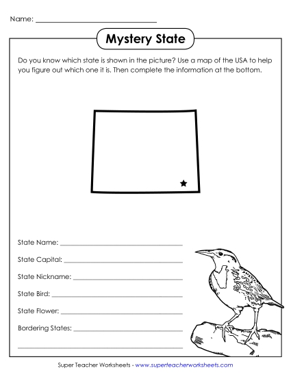 Mystery State Activities - Mystery State: Wyoming Mystery State Activities - Mystery State: Wyoming