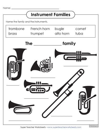 Worksheets - Name the Instruments: Brass Family Worksheets - Name the Instruments: Brass Family