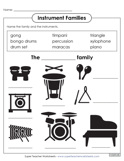 Worksheets - Name the Instruments: Percussion Family Worksheets - Name the Instruments: Percussion Family