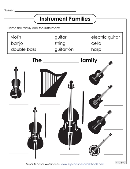 Worksheets - Name the Instruments: String Family Worksheets - Name the Instruments: String Family