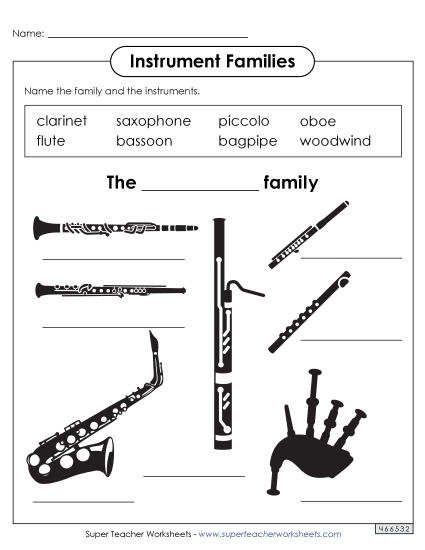 Worksheets - Name the Instruments: Woodwinds Worksheets - Name the Instruments: Woodwinds