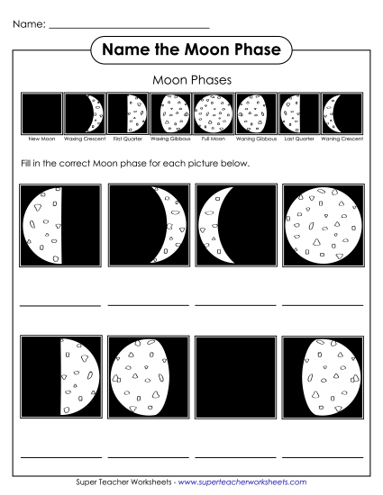 Moon Phases - Name the Moon Phase w/ Guide