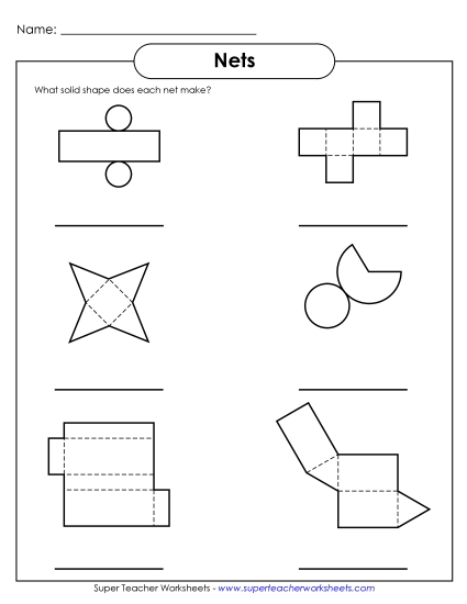 Geometry: Nets - Net Shapes Worksheet #1