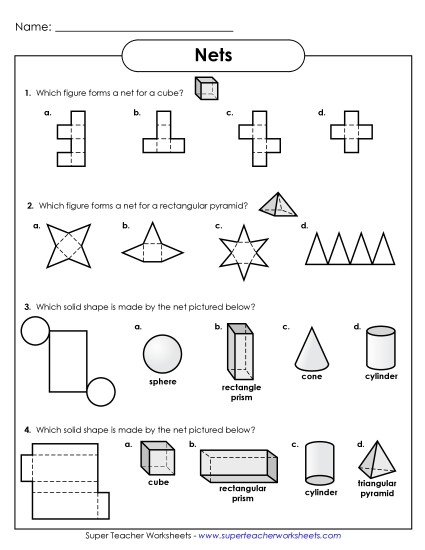 Geometry: Nets - Net Shapes Worksheet #2