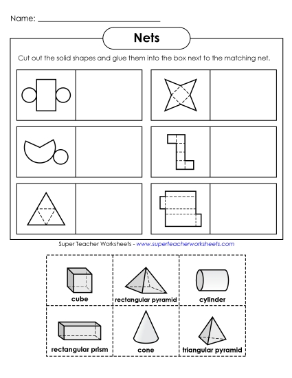 Geometry: Nets - Net Shapes Worksheet #3