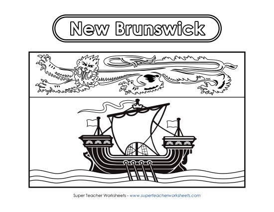 Flag and Coat of Arms - New Brunswick Flag (Black & White)