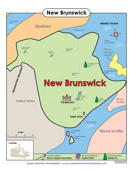 Maps - New Brunswick Map (Full Colour)