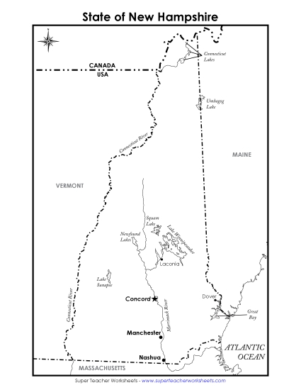 New Hampshire - New Hampshire Map (Labeled) New Hampshire - New Hampshire Map (Labeled)