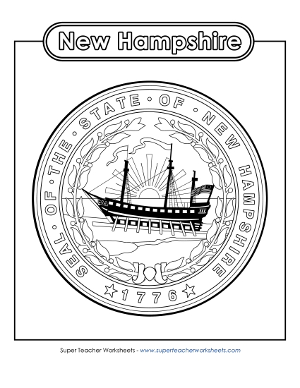 Flags & Seals - New Hampshire State Seal (Black & White)