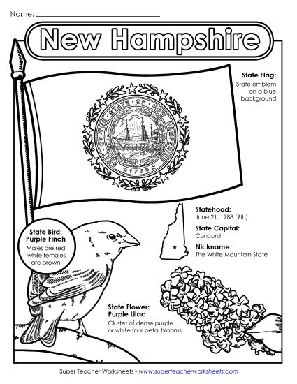 Symbols - New Hampshire State Symbols Coloring Page