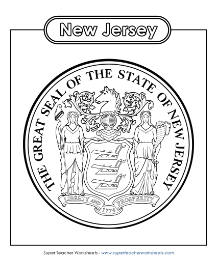 Flags & Seals - New Jersey State Seal (Black & White)