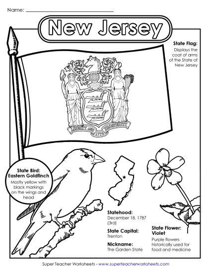 Symbols - New Jersey State Symbols Coloring Page