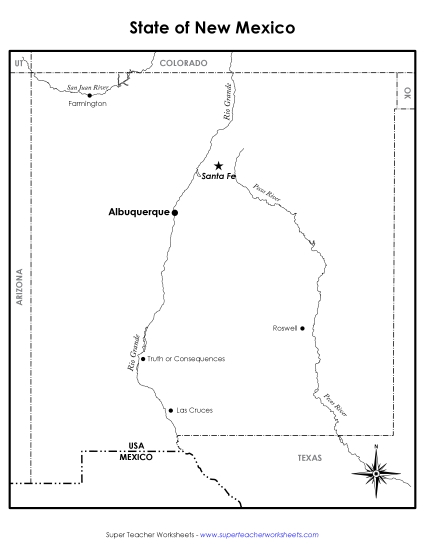 New Mexico - New Mexico Map (Labeled) New Mexico - New Mexico Map (Labeled)